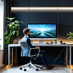 Home 15 감각확장 기술과 공간 디자인의 융합 - Smart Home Office**
"A modern home office setup with smart lighting adjusting to the time of day, s...